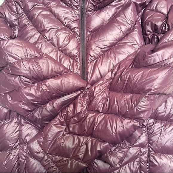 Calvin Klein Packable Lightweight Down Purple Puffer Long Hooded Jacket Winter - Picture 14 of 14